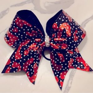 Red leopard cheer bow